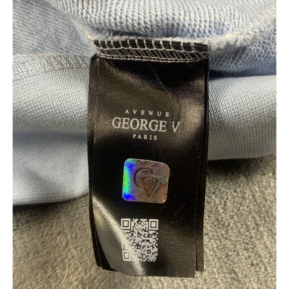 Avenue George V Paris Hoodie Light Blue Sweatshirt Rhinestone Men's Size Large - Picture 8 of 12